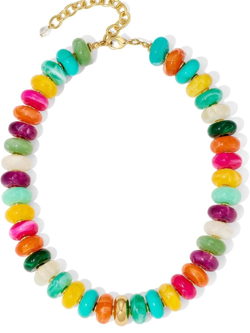 Gold-Accented Multicolor Bead Necklace - Vibrant Mixed Colors